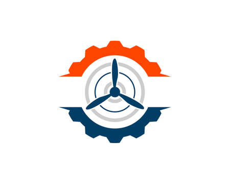 Abstract gear with plane propeller insideのイラスト素材