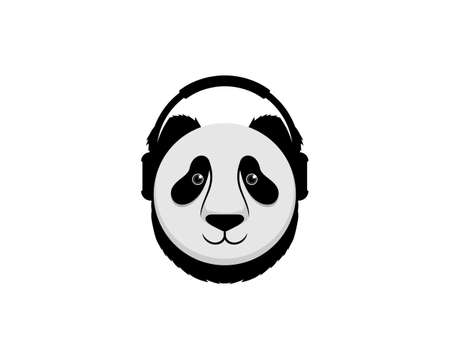 Panda head with headphone illustrationのイラスト素材