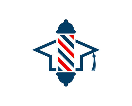 Graduation hat with barbershop symbol insideのイラスト素材