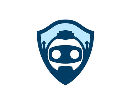 Simple shield with robotic face insideのイラスト素材