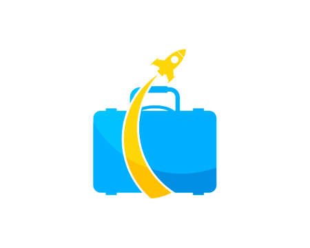 Travel bag with rocket launch insideのイラスト素材