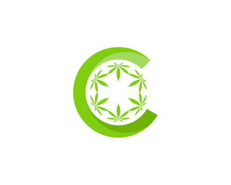 C Letter with cannabis leaf in the middleのイラスト素材