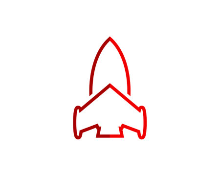Simple rocket outline in red colorsのイラスト素材