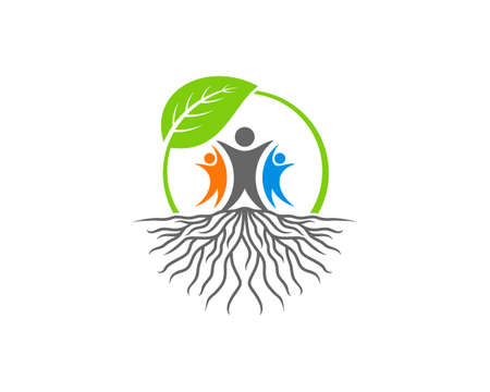 Abstract people on the tree roots illustrationのイラスト素材