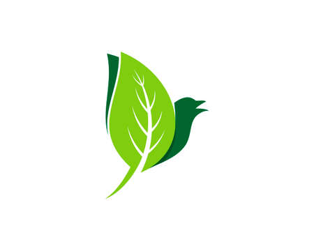 Flying bird with nature leaf wingsのイラスト素材