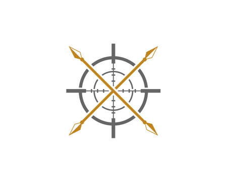 Spear crossed with circle target behindのイラスト素材