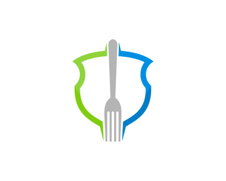 Shield with fork in the middleのイラスト素材