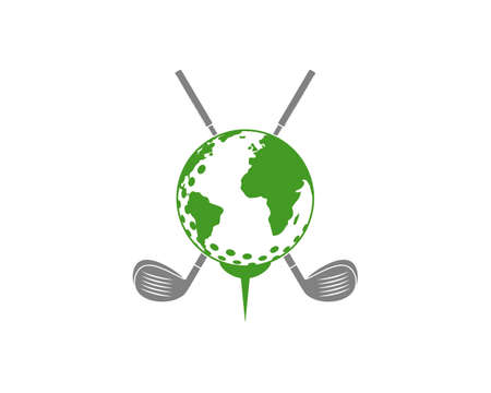 Golf and globe with golf stick crossed behindのイラスト素材