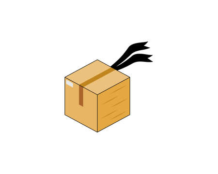 Box package with ninja headband illustrationのイラスト素材