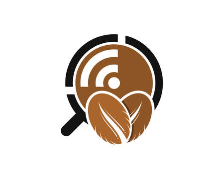 Simple cup of coffee with wifi symbol and coffee beansのイラスト素材