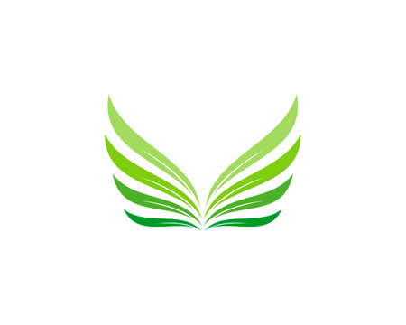 Green leaf forming a spread wings illustrationのイラスト素材