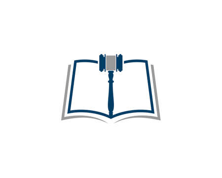 Open book page with hammer law firm in the middleのイラスト素材