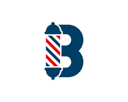 B Letter with barbershop lamp illustration logoのイラスト素材