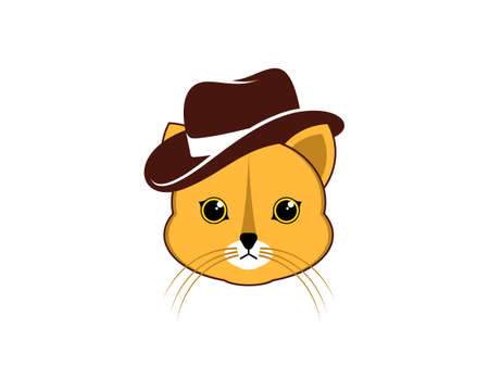 Cute cat using detective hat illustrationのイラスト素材