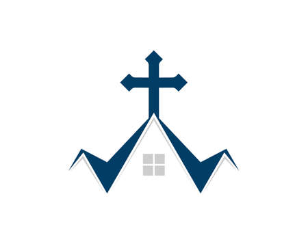 modern church with religion cross symbol on the topのイラスト素材