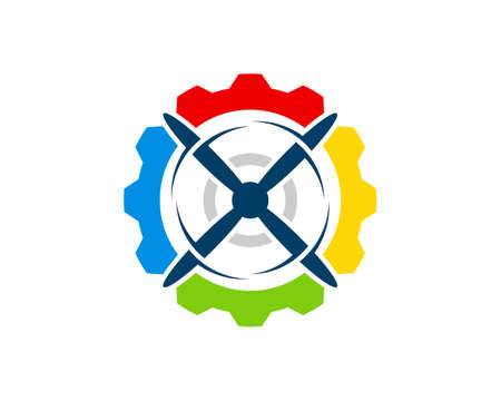 Mechanical gear with plane propeller insideのイラスト素材