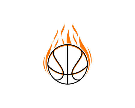 Basketball with fire flame illustrationのイラスト素材