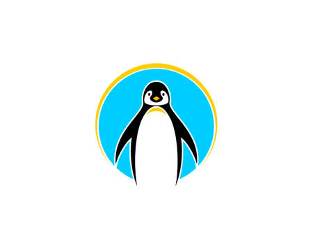 Penguin in the blue circle logoのイラスト素材