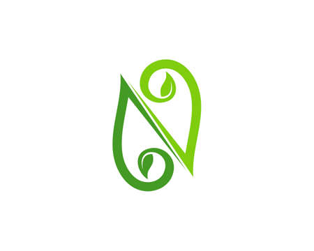 N Letter from twigs and leaf connectionのイラスト素材