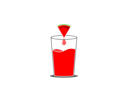 Watermelon slices inside to glass illustrationのイラスト素材