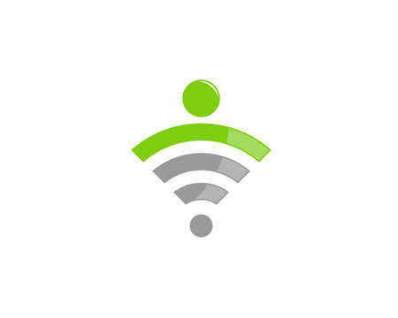 Combination wifi symbol and abstract people shape logo