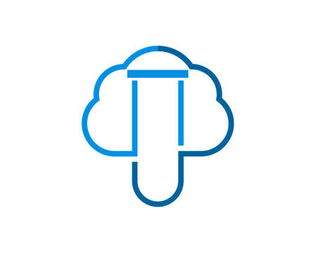 Simple cloud with bottle laboratory insideのイラスト素材