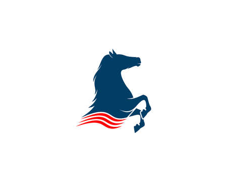 Standing horse with red swoosh illustrationのイラスト素材