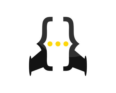Abstract symbol code with rocket and chat inside