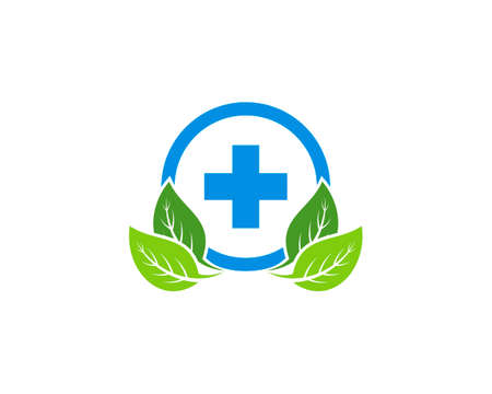 Nature green leaf with plus medical symbol behindのイラスト素材