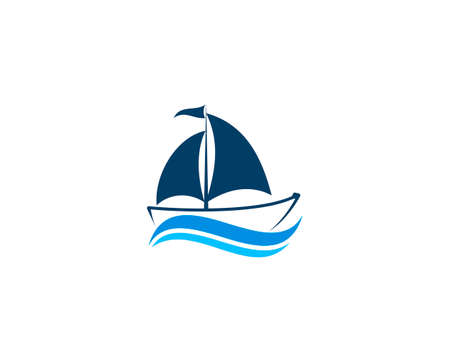 Sailing boat on the sea wave illustrationのイラスト素材