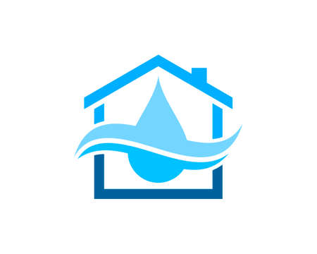 Simple house with water drop and swoosh insideのイラスト素材