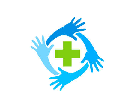 Circular hand care with healthy cross symbol insideのイラスト素材