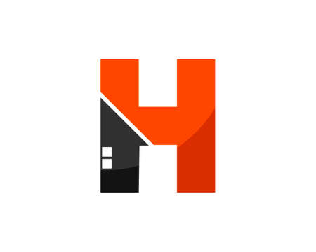 H letter initial with half of house insideのイラスト素材