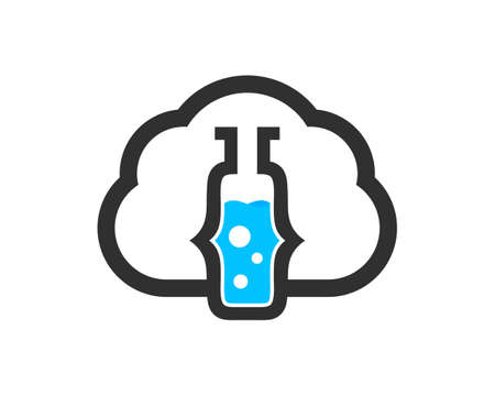 Simple cloud with code bottle laboratory insideのイラスト素材