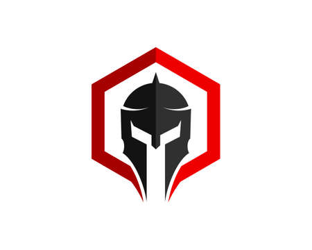 Simple hexagonal shape with spartan helmet insideのイラスト素材