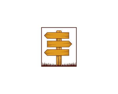 Wooden arrow direction in the square logoのイラスト素材