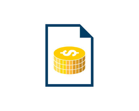 Simple paper document with pile of money coins insideのイラスト素材