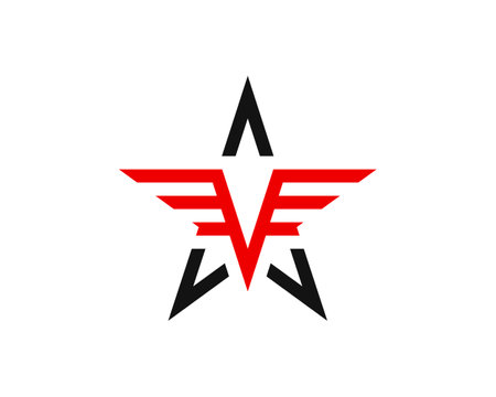 Abstract star shape with wings and V letter initial insideのイラスト素材
