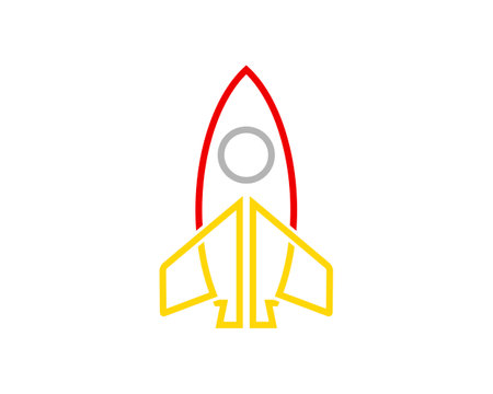 Technological rocket with outline styleのイラスト素材