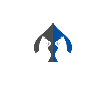 Cat head to head in the spade logoのイラスト素材