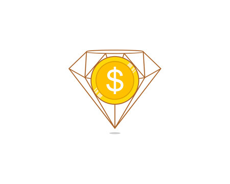 Coin in the diamond gems logoのイラスト素材