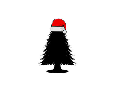 Pines tree with christmas hat on topのイラスト素材