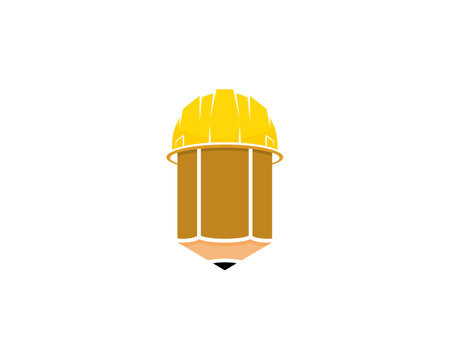 Construction helmet on the pencil logoのイラスト素材