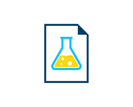 Paper document with triangle bottle laboratory insideのイラスト素材