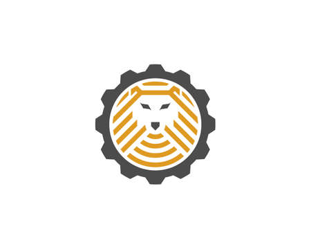 Abstract wolf face in gear wheel logoのイラスト素材