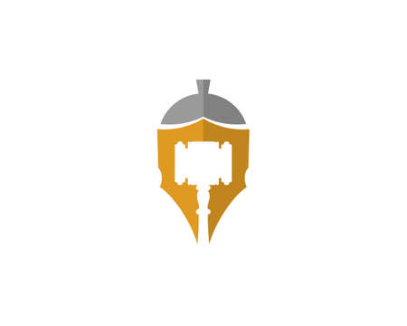 Spartan helmet with hammer law firm in the middleのイラスト素材