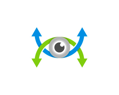 Arrow up and down with eye lens in the middleのイラスト素材