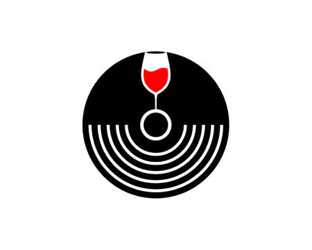 Black music vinyl with wine glass insideのイラスト素材
