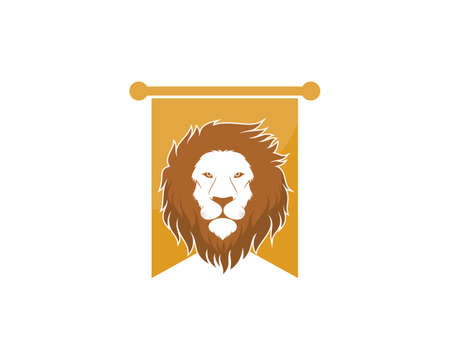 Lion head with achievement flag behindのイラスト素材