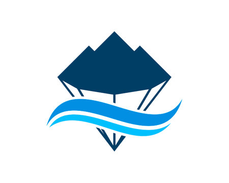 Mountain and diamond with abstract wave insideのイラスト素材
